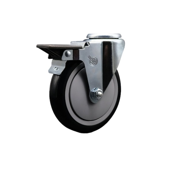 5'' Black Poly Wheel Swivel Bolt Hole Caster with Posi Lock Brake